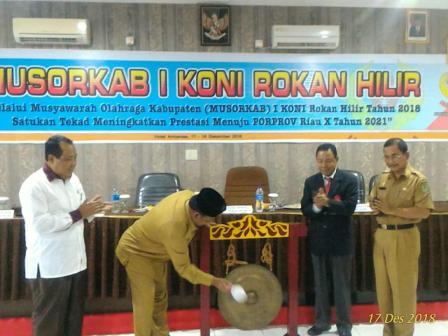 Buka Muscab I KONI Rohil, Wabup Pesankan Pengurus Baru Mampu Membawa Olahraga Lebih Maju